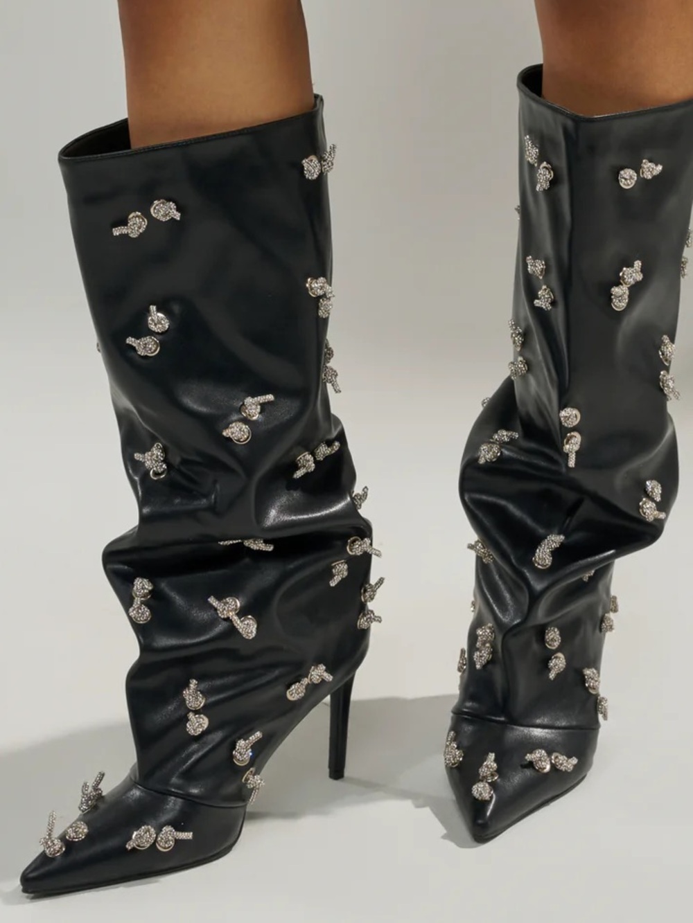 Azalea Wang “Coleman” Embellished Black Boot Size US 8 - Picture 5 of 11